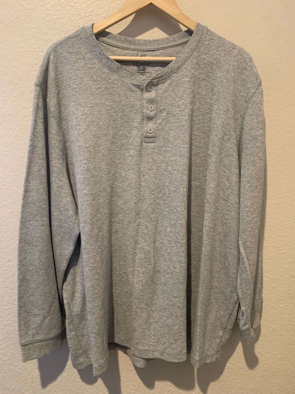 George Men's Gray Long-Sleeve Henley Shirt - Classic Casual